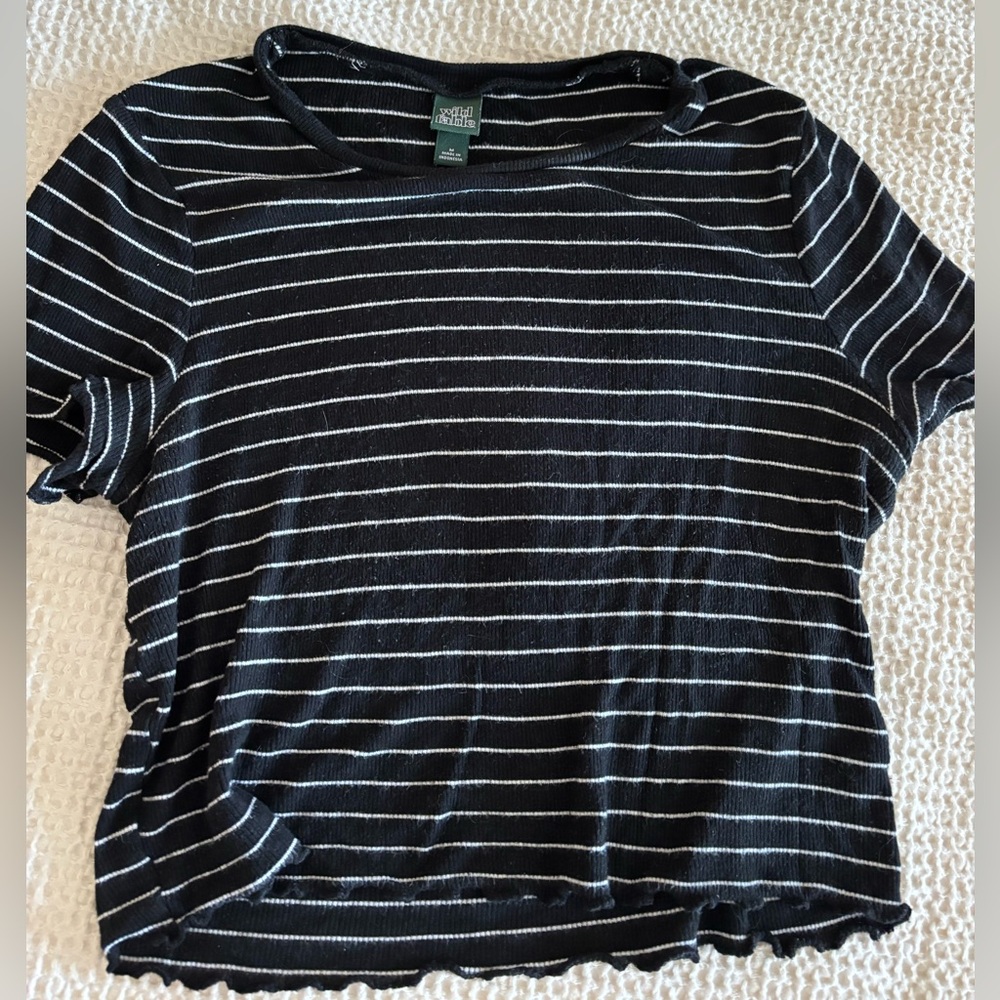 Wild Fable Black and White Striped Top